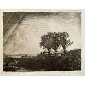 Rembrandt "The Three Trees" Tissue Etching